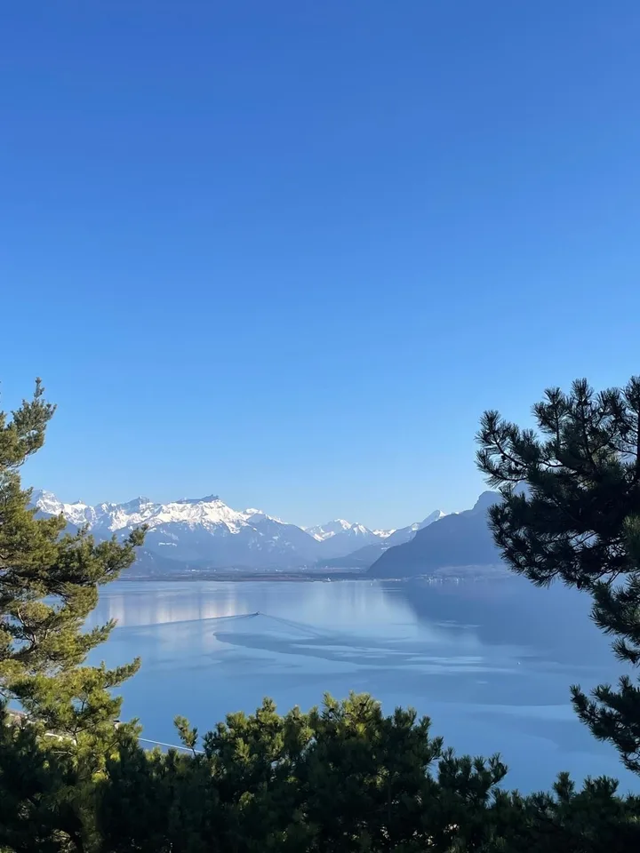 Vivre dans un tableau — la villa, le lac, les Alpes.