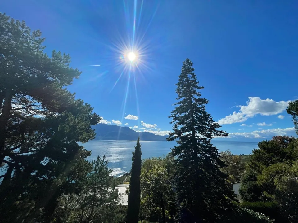 Vivre dans un tableau — la villa, le lac, les Alpes.
