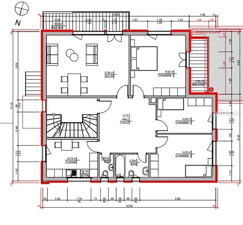 Fribourg – Joli appartement lumineux de 4,5 pièces avec grand balcon plein sud