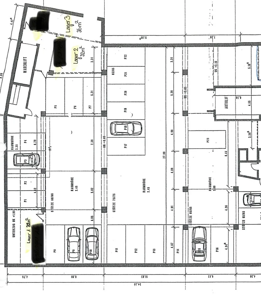 Parkplatz in Tiefgarage U2