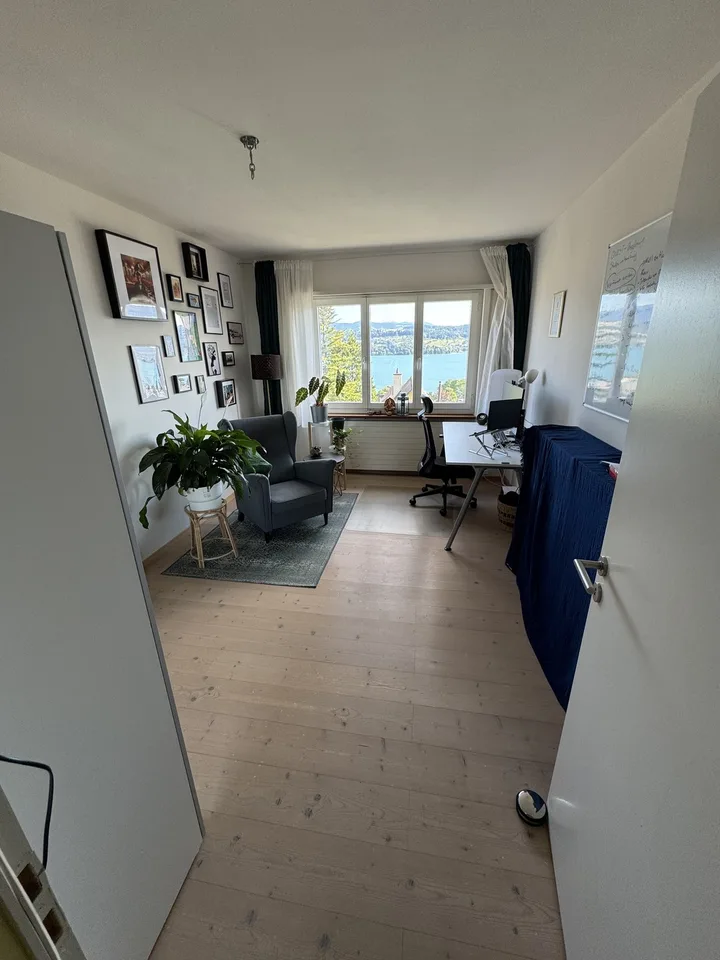 Helles Zimmer mit Seeblick in 3-Zimmer-Wohnung in Meilen