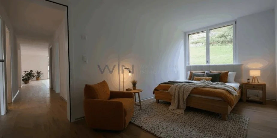 Rêve de maison ensoleillé avec vue sur les montagnes
