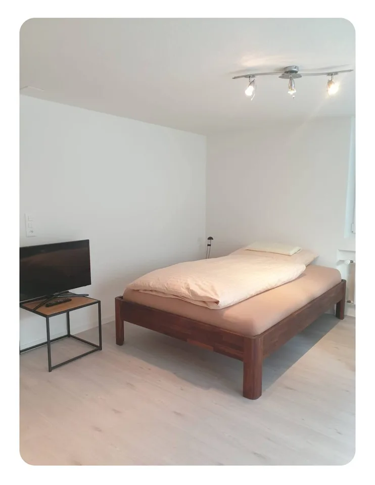Möbiliertes Studio mit Sitzplatz und grosser Küche