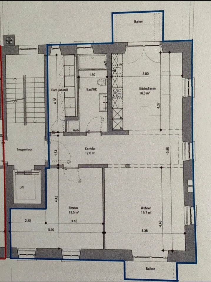 2 1/2 Zimmer-Wohnung mit zusätzlichem Ankleide-/Schrankzimmer