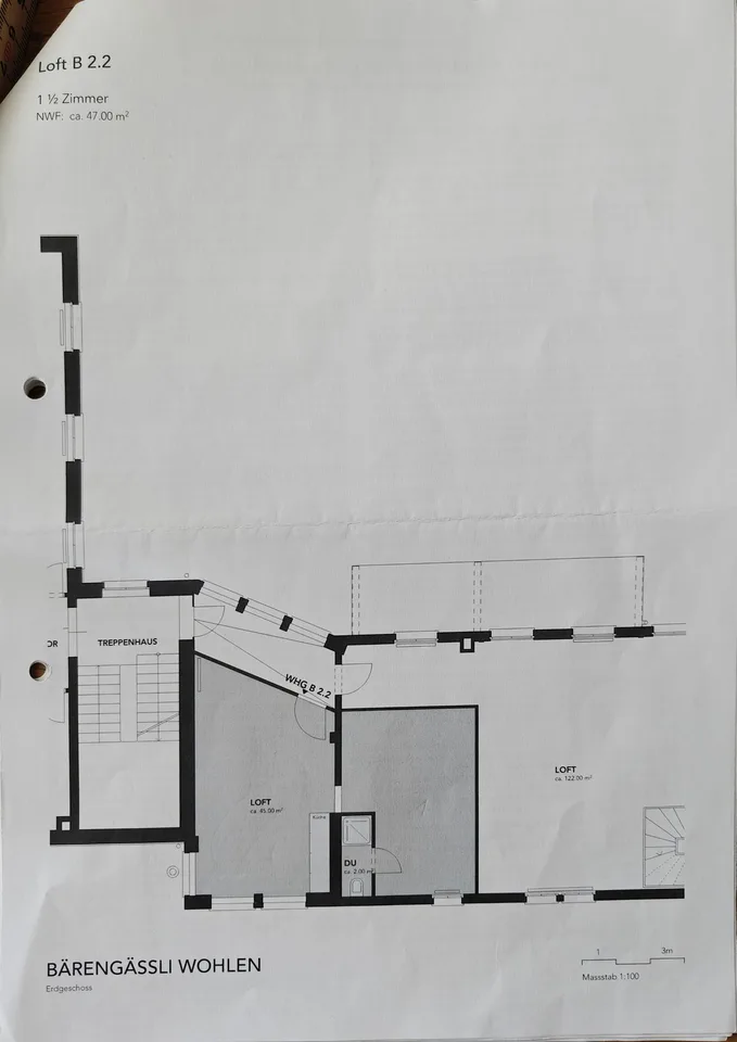 Charmante 1.5-Zimmer-Loftwohnung (47 m²) mit 3 m hohen Decken – zentrale Lage in Wohlen AG
