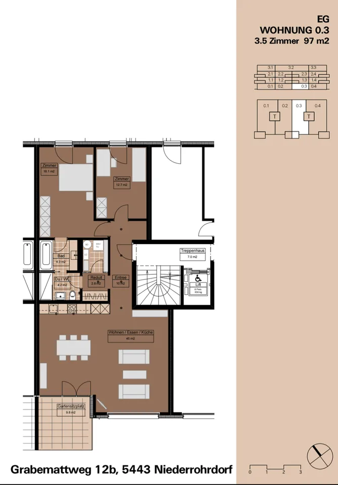 Helle 3,5 Zimmer Gartenwohnung zu vermieten