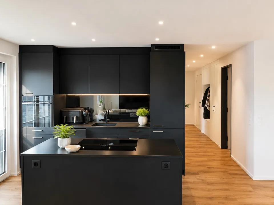 Moderne 3.5-Zimmer-Neubauwohnung mit BORA-Küche, zwei Bädern und sonnigem Balkon