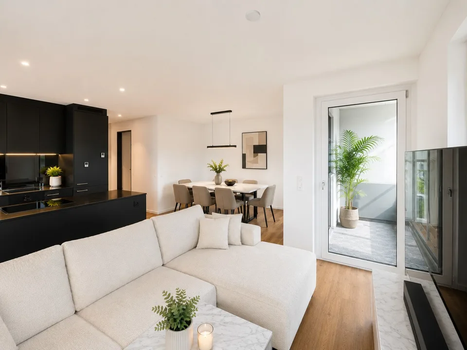 Moderne 3.5-Zimmer-Neubauwohnung mit BORA-Küche, zwei Bädern und sonnigem Balkon