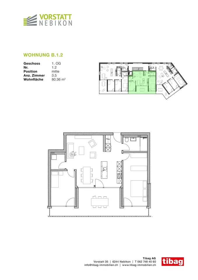 Moderne 3.5 Zimmerwohnung in Nebikon