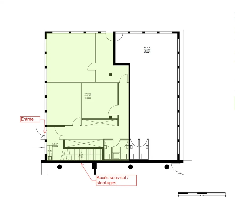 Bureaux 110m2 en RDC, quartier des Eaux Vives