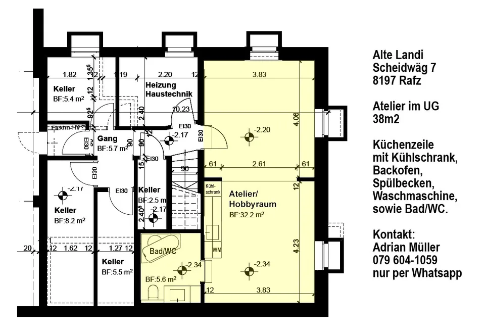 Atelier/Hobbyraum/Ausstellung, geheizt, mit Küchenzeile und eigenem Bad/WC