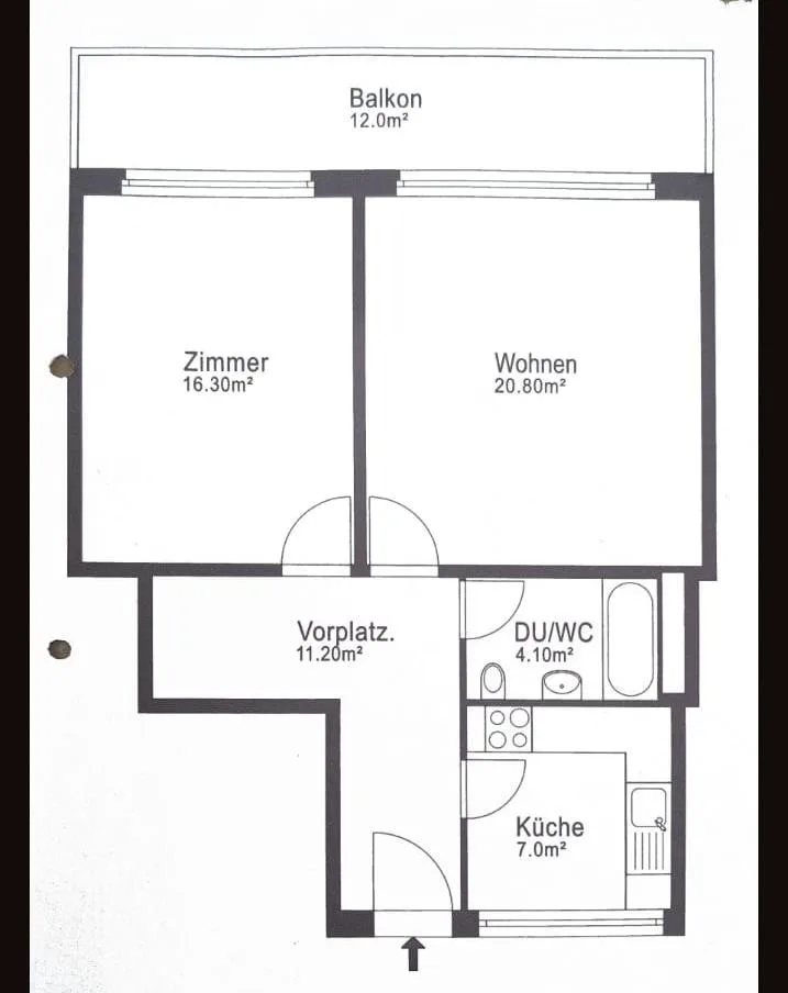 Renovierte 2 Zimmerwohnung mit Balkon, Waschmaschine und Parkplatz
