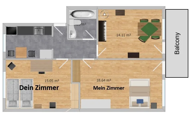 WG-Zimmer für Wochenaufenthalter