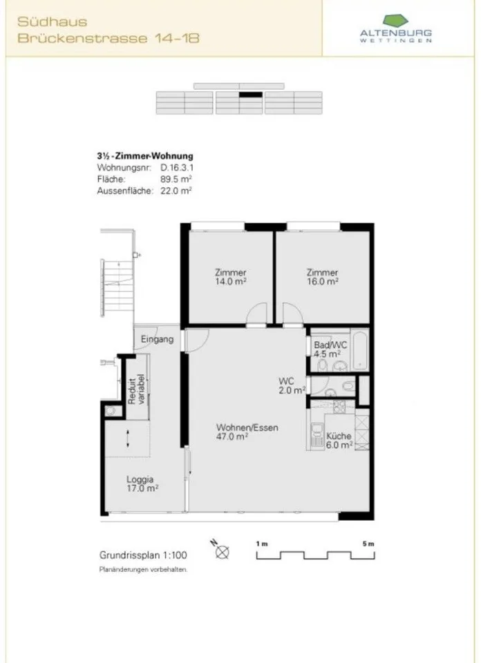 3 ½ Zimmer-Wohnung, 5430 Wettingen