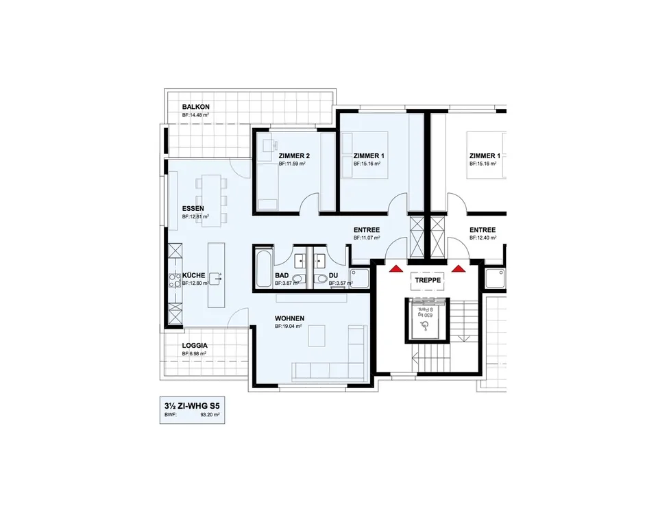 Exklusive 3 1/2 Zimmer Attikawohnung mit 2 Balkonen