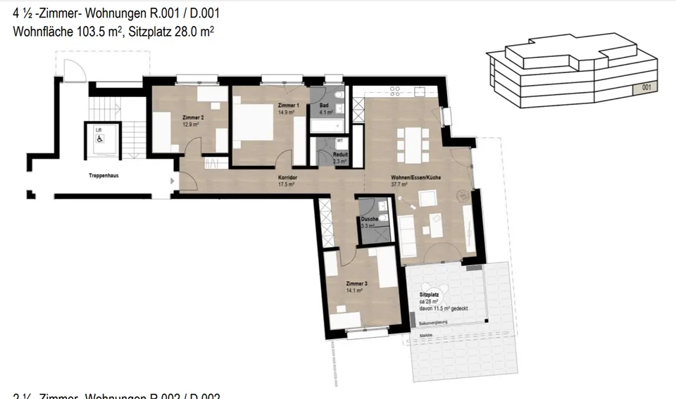 4,5-Zimmer-Wohnung mit Wintergarten und grossem Sitzplatz, zentral und ruhig