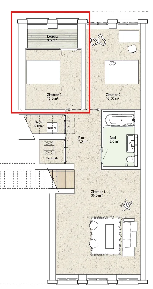 WG-Zimmer in grosszügiger Maisonettewohnung mit Balkon in Zürich-Albisrieden