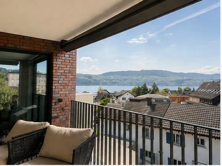 Corner flat with unobstructed lake view and large outdoor space