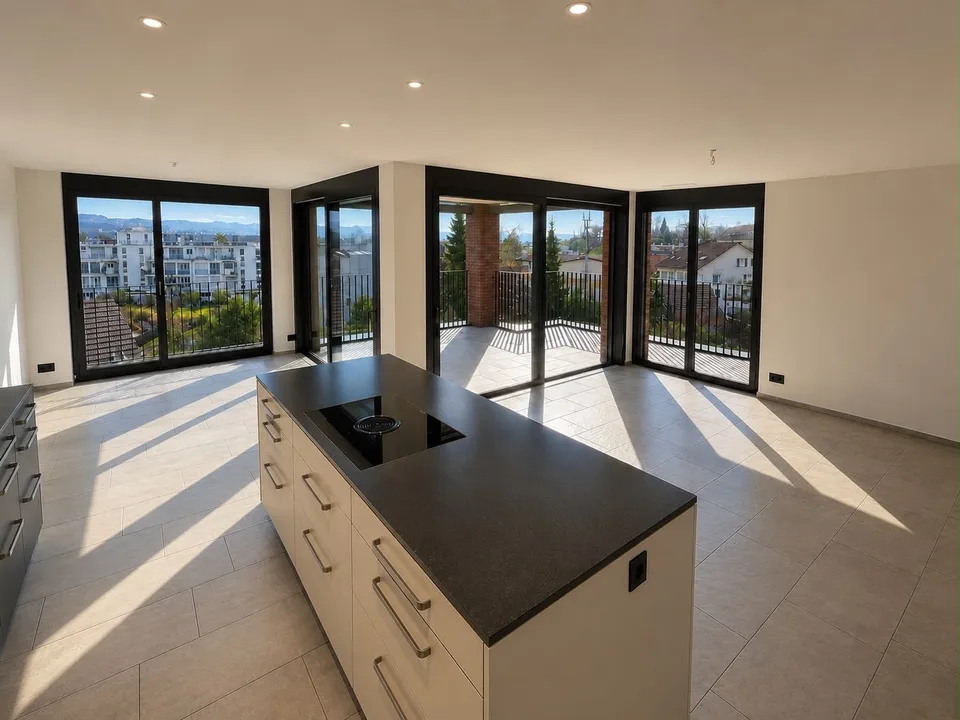 Corner flat with unobstructed lake view and large outdoor space