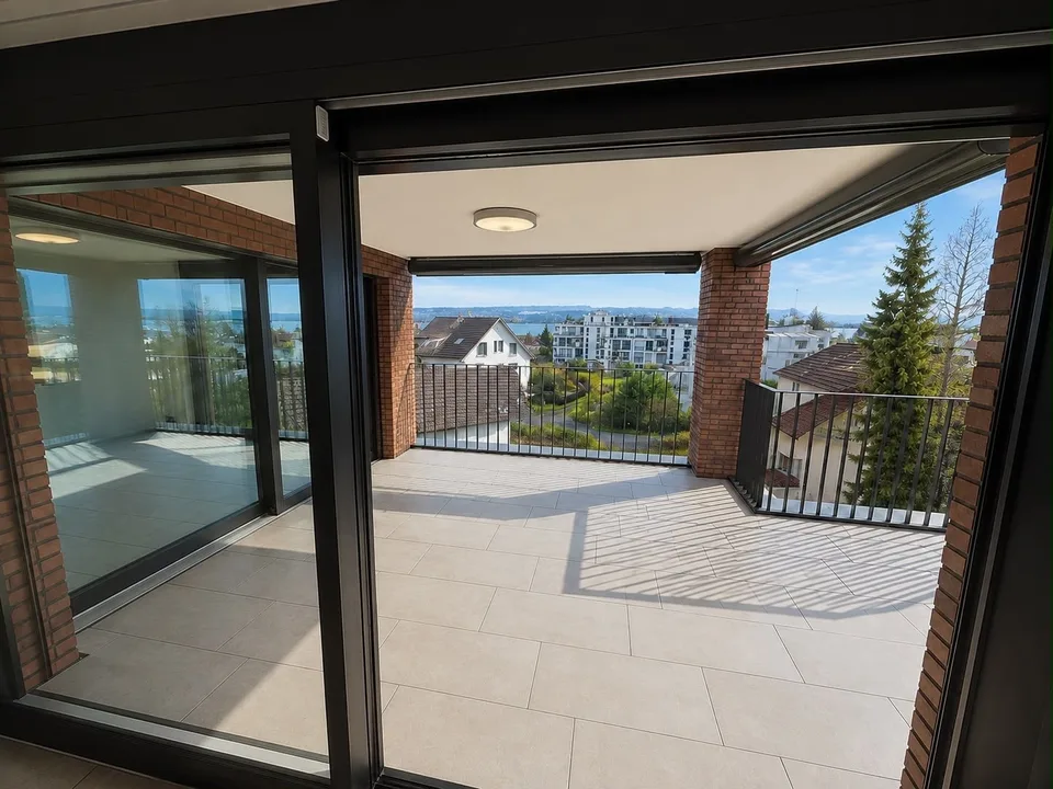 Corner flat with unobstructed lake view and large outdoor space