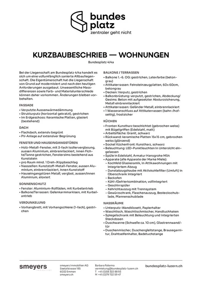Exklusive 3.5 Zimmer Wohnung mit  Aussicht am Bundesplatz Luzern