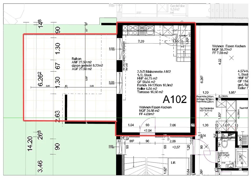 2.5-Zimmer-Maisonette, 54 m², mit knapp 30 m² Dachterrasse und Weitblick