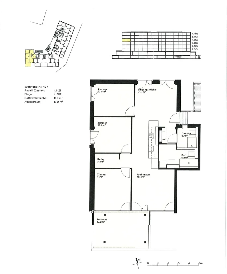 Ampio appartamento di 4,5 locali con balcone e vista a Dietikon