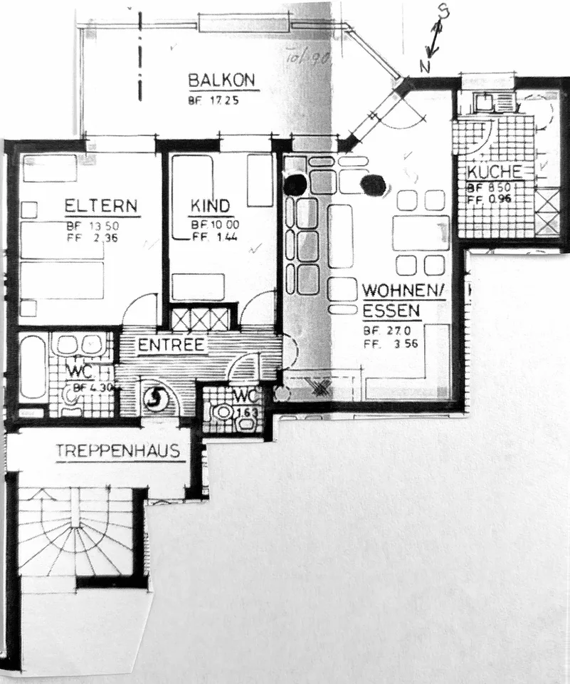 Attraktive möblierte 3,5 Zi-Wohnung mit Einzelgarage und Riesenbalkon (17 m2)