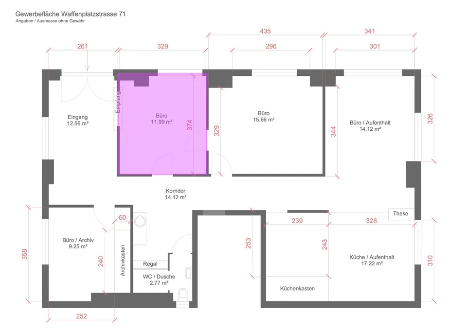 Büro-/Atelierraum im Enge-Quartier zu vermieten