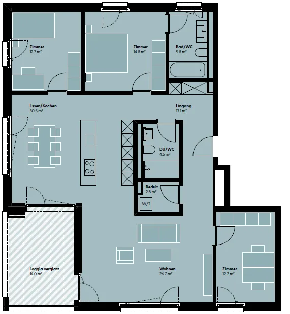 Erstbezug hochwertige 4.5-Zimmer-Wohnung im 1. OG mit Berg u. Seesicht