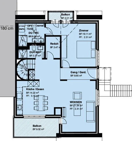 Modern 3.5-room maisonette apartment with expanded attic