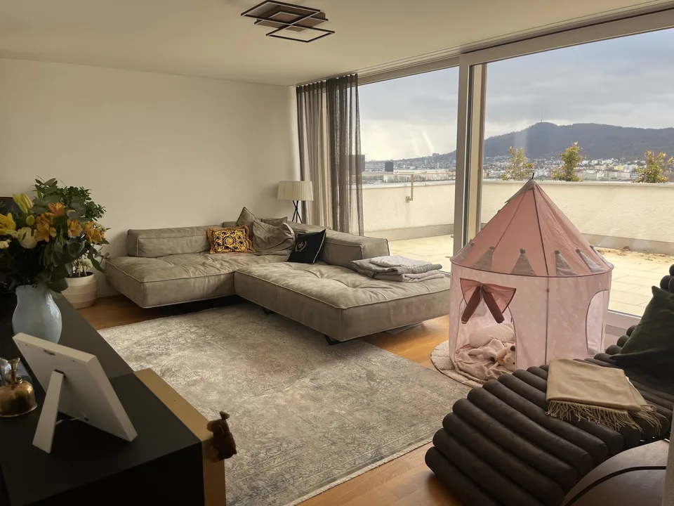 Terrassenwohnung 4,5 mit Ausblick neben Frankenthal Zürich mit 2 Terrassen von 50 und 24 Metern!
