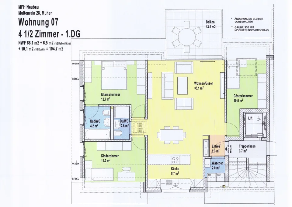 4.5 Dachwohnung mit Estrich