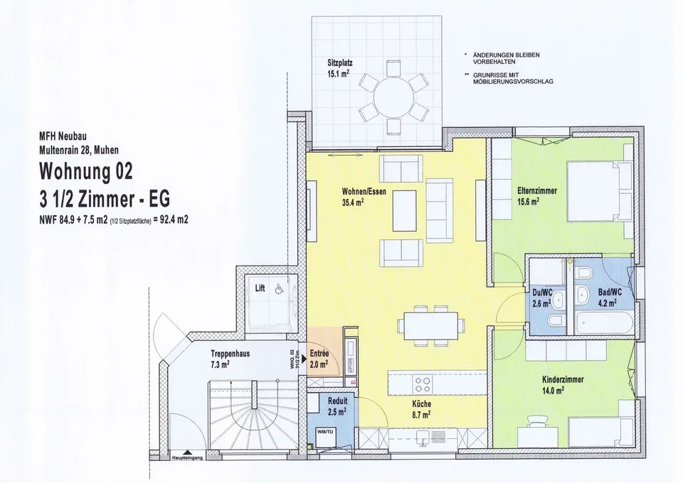 Helle moderne 3.5 Erdgeschoss-Zimmerwhg. mit hochwertiger Ausstattung