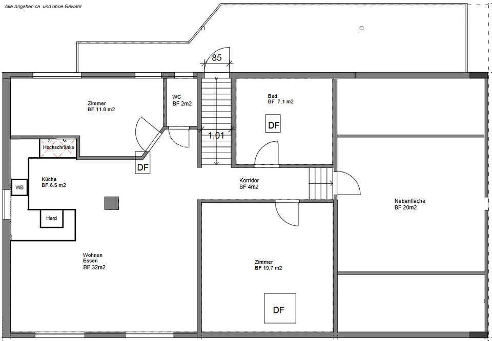 Grosszügige 3.5-Zimmer-Dachwohnung, Erstbezug nach Sanierung, 85 m² + 20 m² Nebenfläche