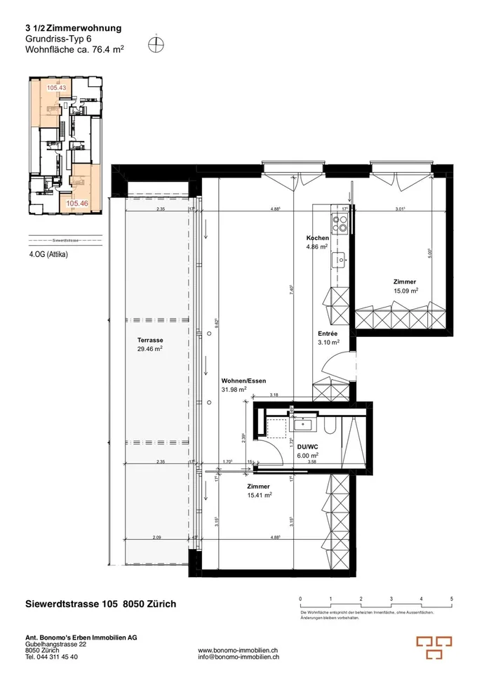 Vivre avec style : appartement en attique 3,5 pièces avec terrasse spacieuse – photo 9 sur 9