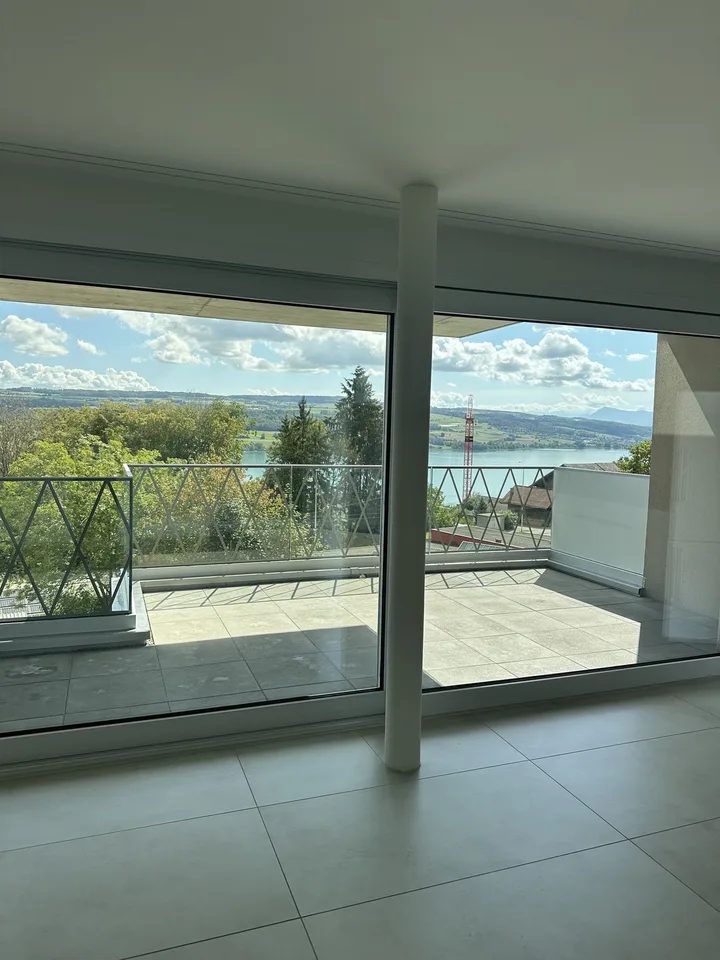 Moderne 2.5-Zimmer-Wohnung mit Panoramablick auf See und Berge