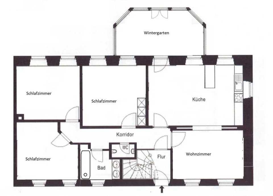 Möblierte 5 ZWG + Wintergarten EG, inkl. Nebenk. + Wifi/TV