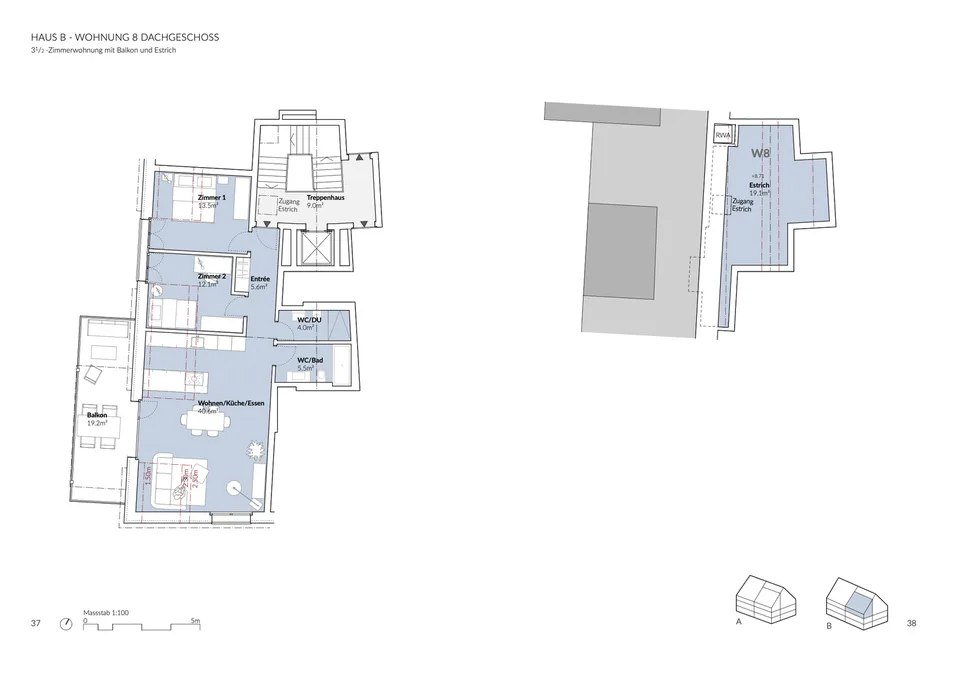 Erstbezug: Moderne 3.5-Zimmer-Dachwohnung im Minergie-P-Neubau