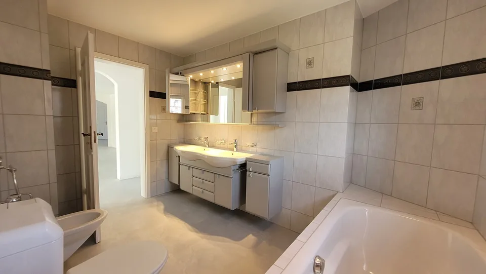 Appartement de 3½ pièces fraîchement rénové avec cheminée, balcon vitré et garage à Altnau TG
