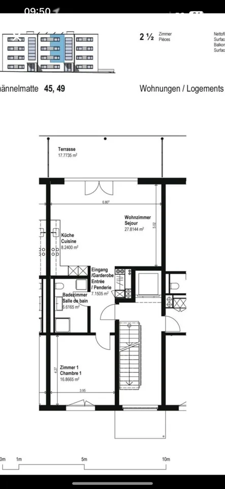 Appartement à louer à Düdingen 2.5 pièces intérieur 67 m' avec terrasse de 17,8 m2