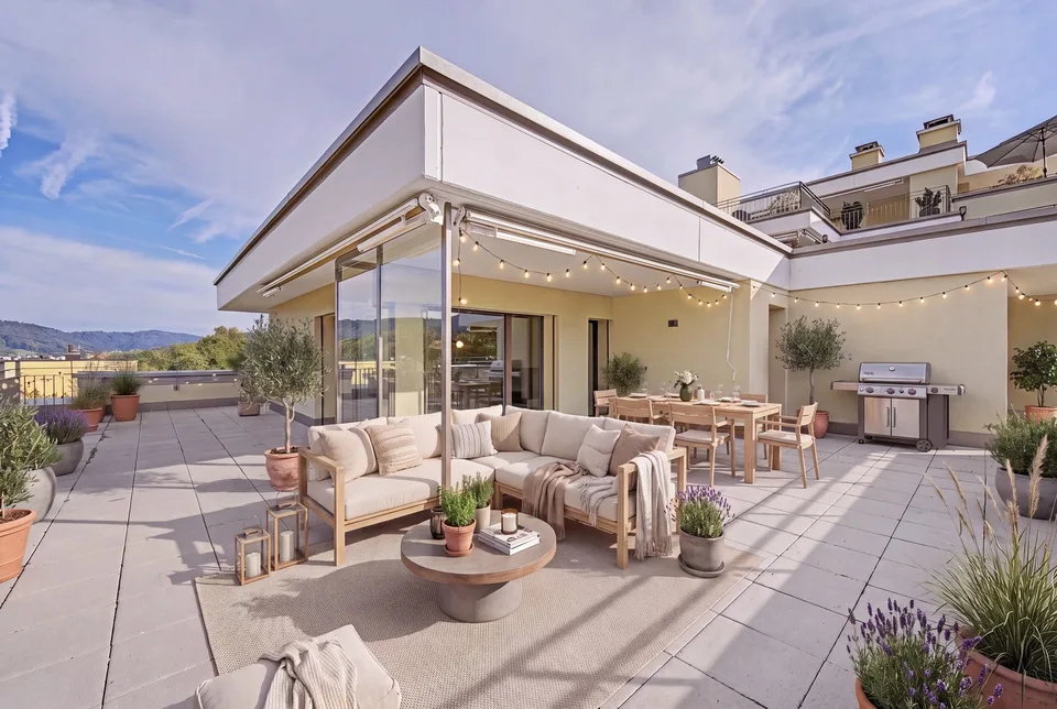 2.5 -Zimmerwohnung mit 94 m² Dachterrasse und Blick ins Grüne
