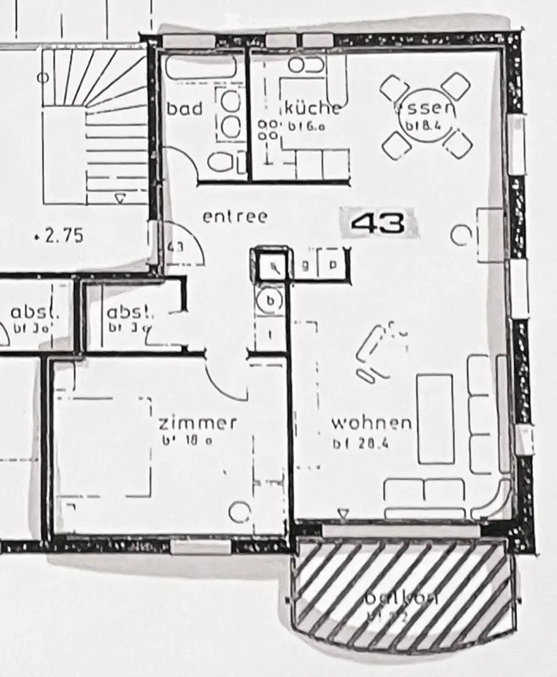 Helle und grosszügige 2½-Zimmerwohnung mit grossem Balkon in Kirchdorf AG