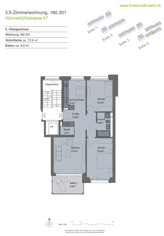 Ersatzmieter gesucht – moderne 3,5-Zimmer-Wohnung mit grossem Südbalkon in Bolligen