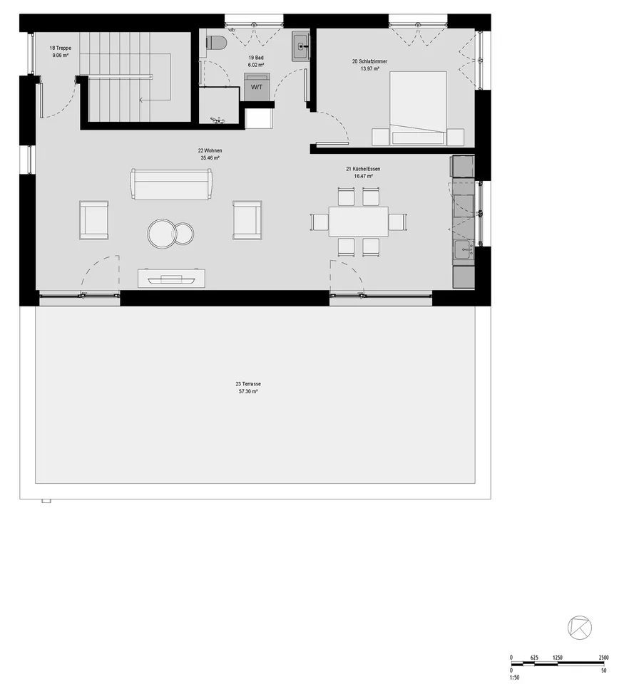 Nouveau bâtiment | 2,5 pièces appartement en attique | Première occupation | 57 m² terrasse