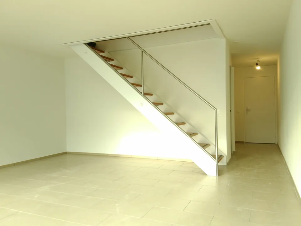 Row house with garden, garage, and hobby room