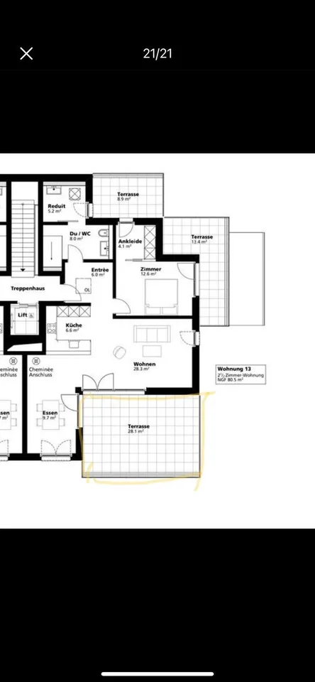 Moderne 2.5-Zimmer-Wohnung mit über 50 m² Terrasse in Dübendorf