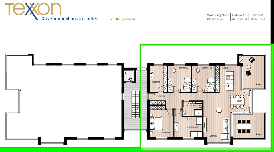 Grosszügige 5.5-Zimmer-Wohnung mit 178 m2, Garage und E-Ladestation