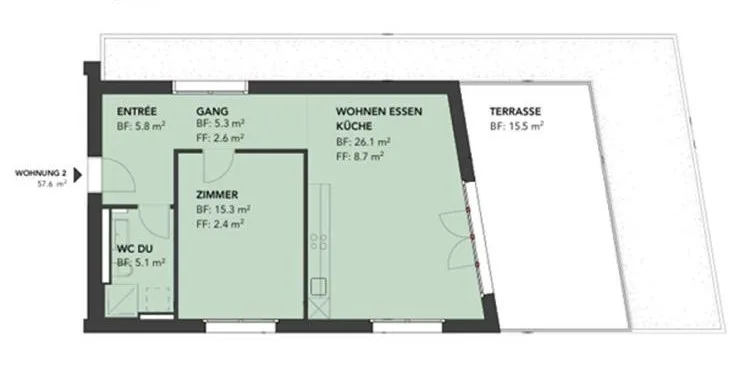 Appartement 2,5 pièces à Niedergösgen dans un immeuble neuf avec grande terrasse
