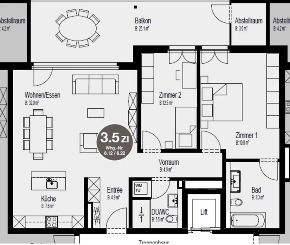 3 ½ Zimmer-Wohnung, 9242 Oberuzwil